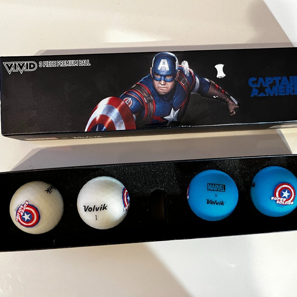 Golf Balls: Volvik‎ Marvel Captain America Super Hero (Missing Ball Marker!) m/x
